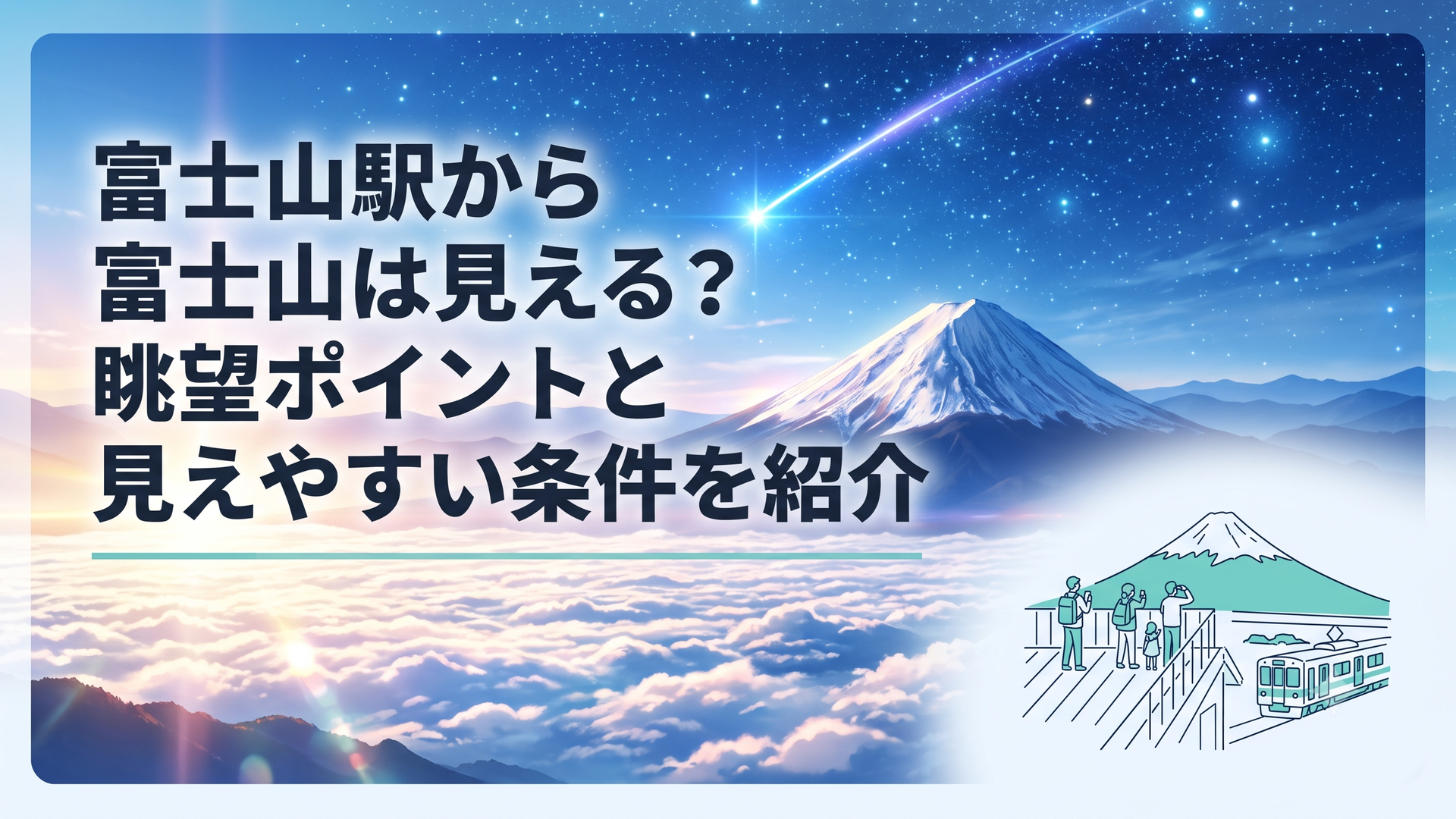富士山駅直結の屋上展望台から富士山と列車を眺める旅行者