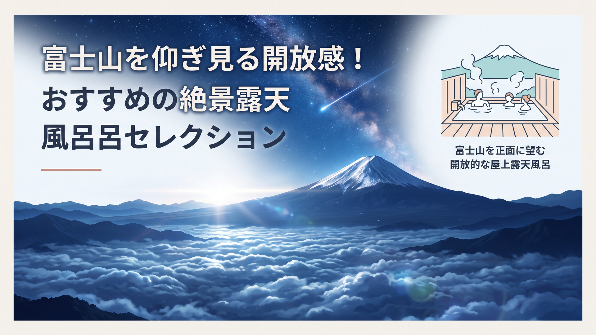 富士山を正面に望む開放的な屋上露天風呂